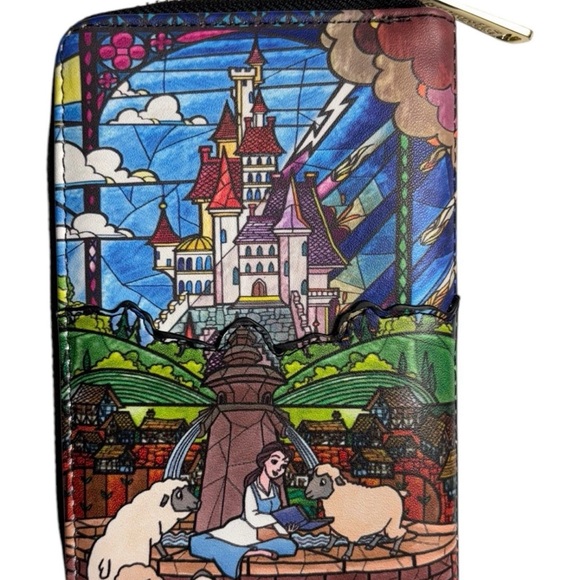 Loungefly Disney Beauty & The Beast Stained Glass Wallet Zip Around NWT - Picture 3 of 3